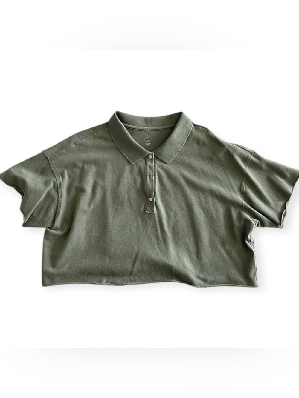 aerie Olive Green Cropped Polo Top